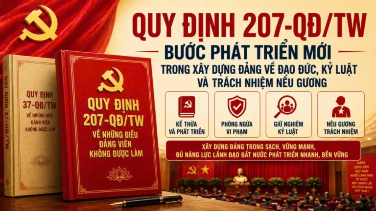 Quy định 207-QĐ/TW – Bước phát triển mới trong xây dựng Đảng về đạo đức, kỷ luật và trách nhiệm nêu gương